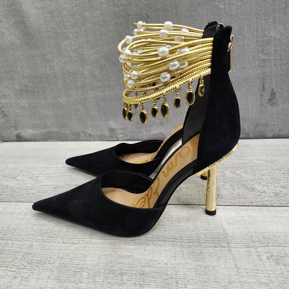 Sam Edelman Darra Ankle Gem Size 6M (EU36) Black Suede Pump  ***Tried On***